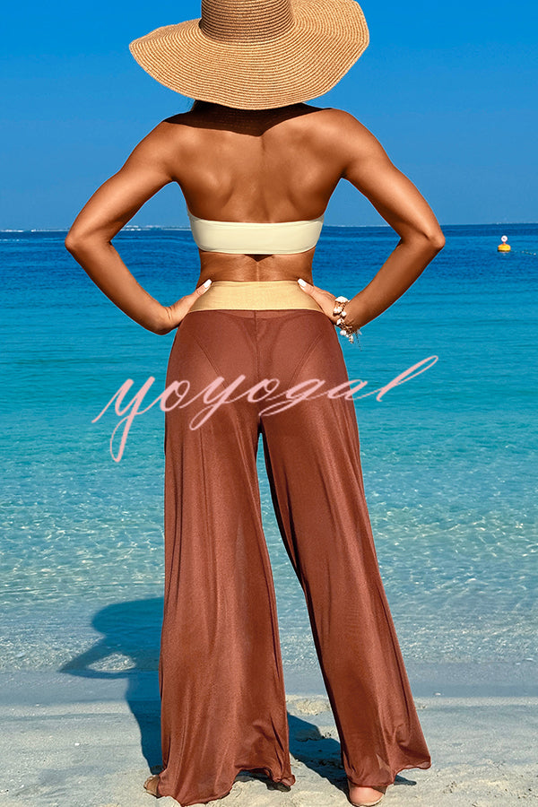 Solid Color Loose Metal Buckle Beach Pants