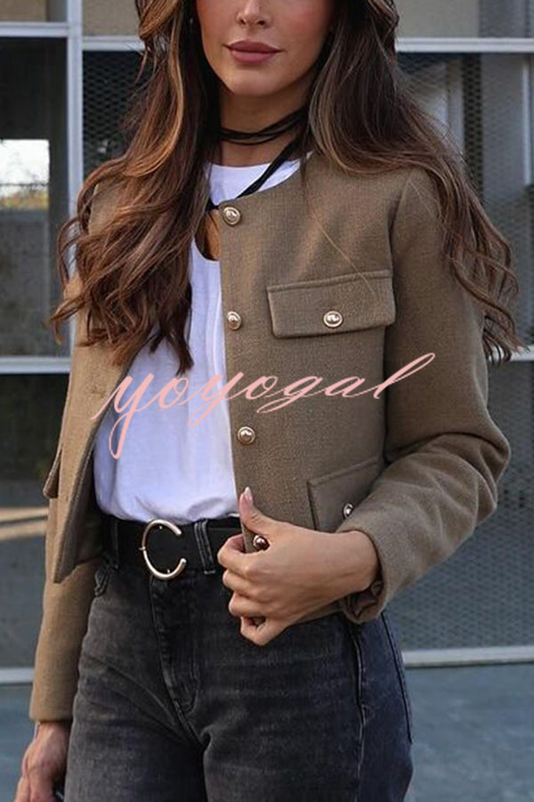 Stylish Buttoned Long Sleeve Casual Pocket Blazer