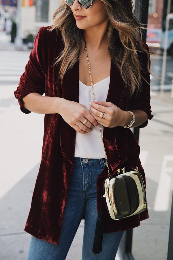 Smiling Days Velvet Lapel Long Sleeve Relaxed or Party Blazer