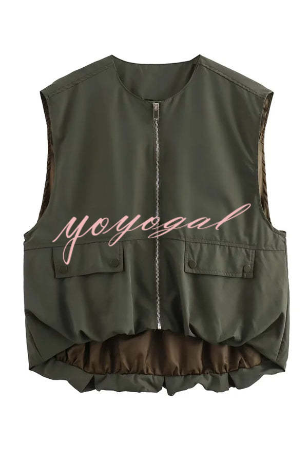 Fashionable Loose Sleeveless Pocket Casual Vest