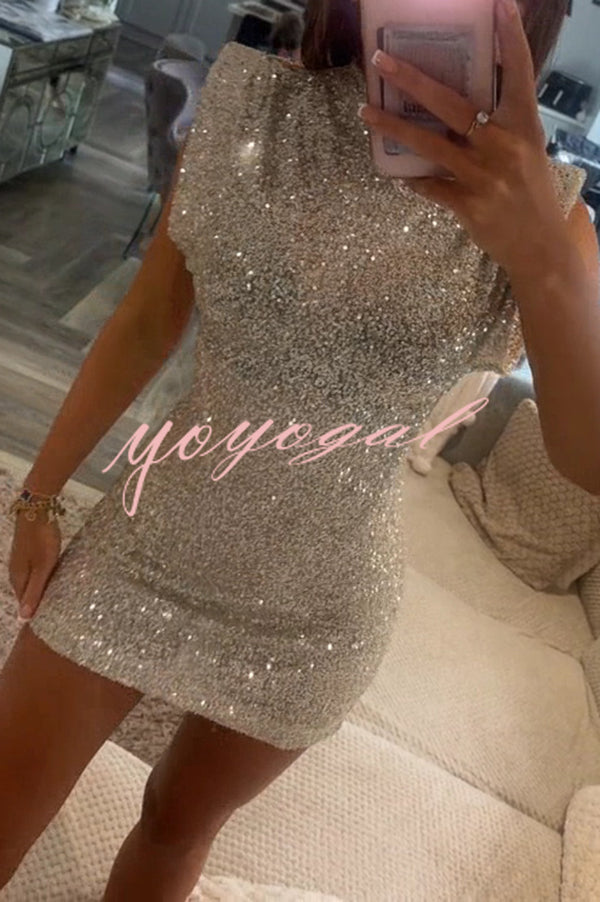 Adorable Sexy Vibes Sequin Wide Sleeve Mini Dress