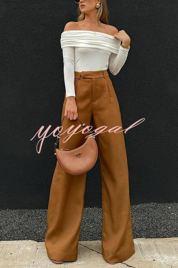 Solid Color Casual Pocket Loose Wide-leg Pants