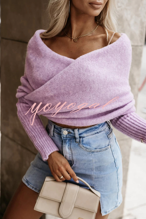 Warm in Two Ways Knit Off Shoulder Relaxed Poncho Sweater