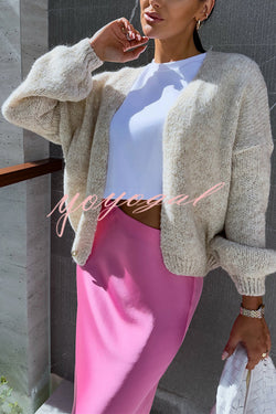 Solid Color Casual Long Sleeve Knitted Cardigan