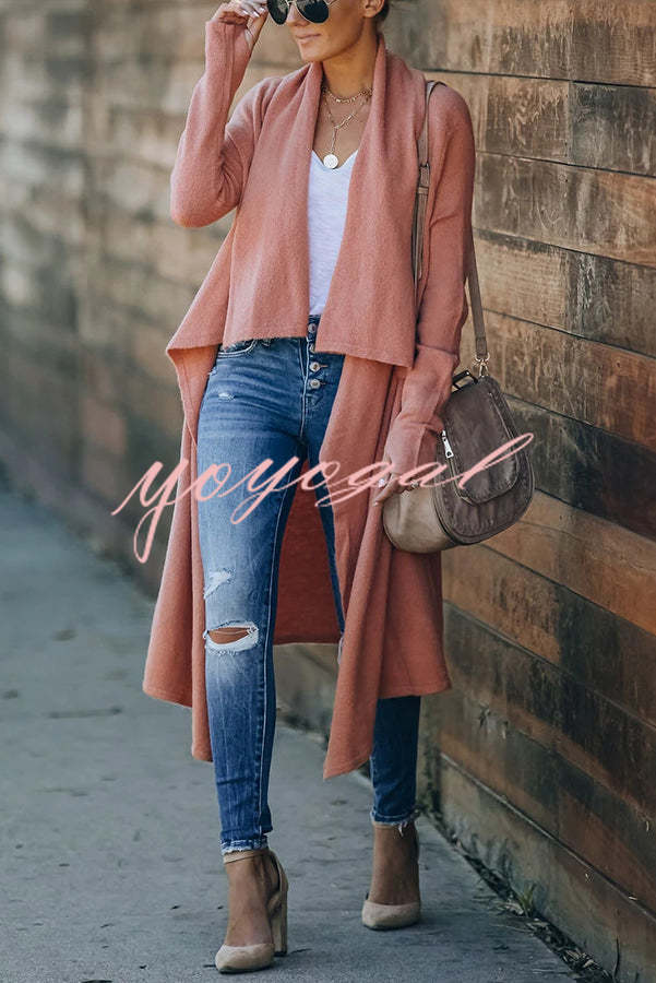 Fireside Pocketed Oversized Drape Neckline Knit Cardigan