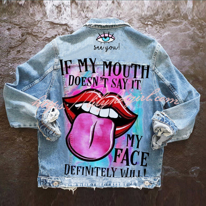 Halloween Print Long Sleeve Denim Jacket