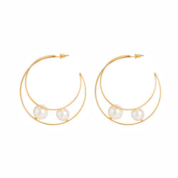 Simple Pearl Geometric Hoop Earrings