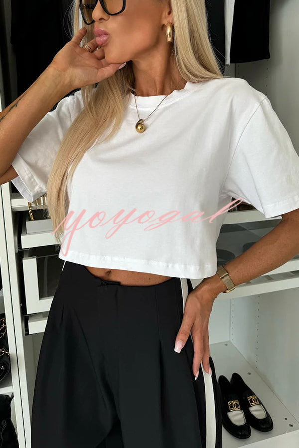 Tayshia Short Sleeve Crop Stretch T-shirt