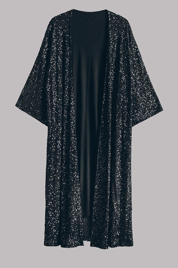 Disco Glamour Sequin Bell Sleeve Kimono