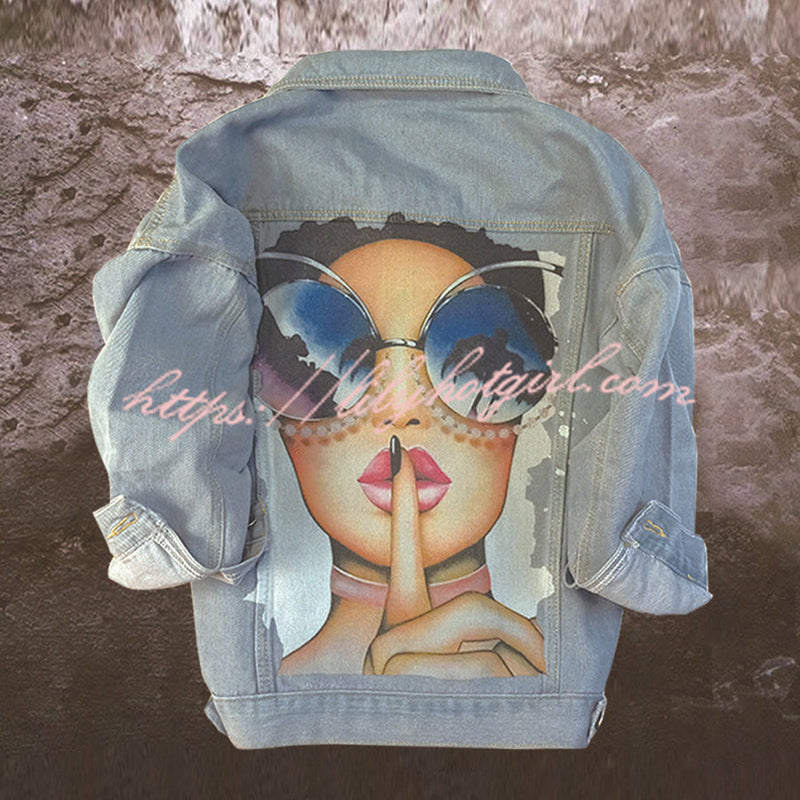 Halloween Print Long Sleeve Denim Jacket