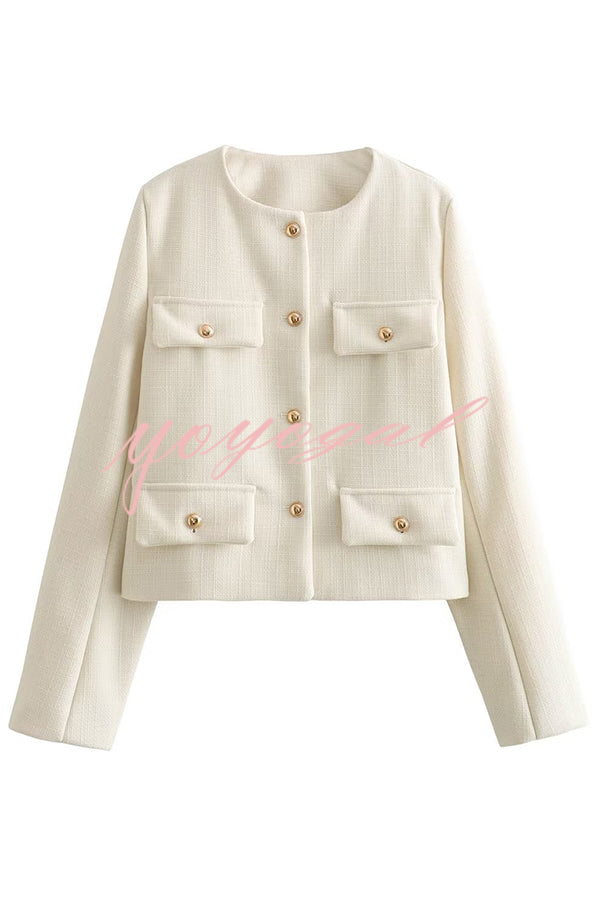 Stylish Buttoned Long Sleeve Casual Pocket Blazer