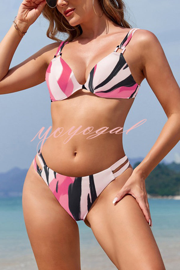 Unique Print Sexy Stretch Two-Piece Bikini Swimsuit