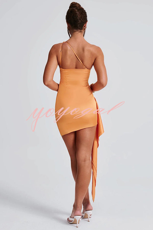 Sexy Slim Fit Backless One-shoulder Satin Mini Dress