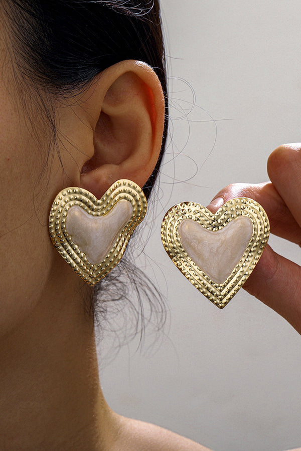 Stylish Metallic Peach Heart Earrings