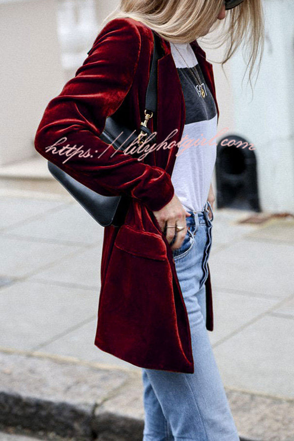 Eye Catching Street Style Velvet Blazer