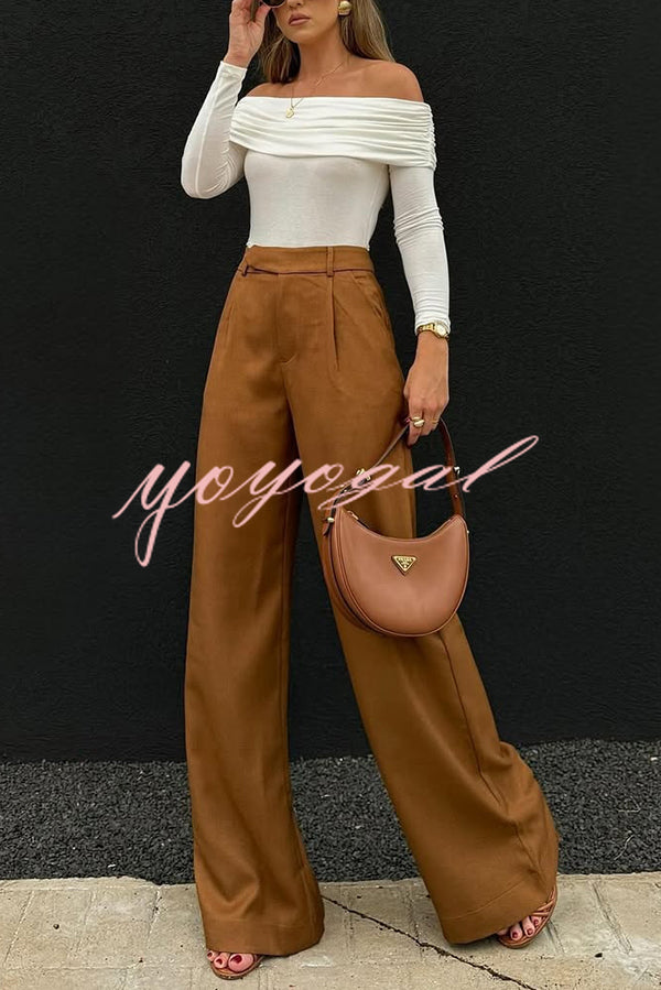 Solid Color Casual Pocket Loose Wide-leg Pants