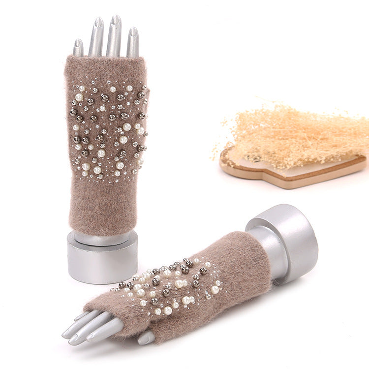 Shiny Pearl Fingerless Gloves