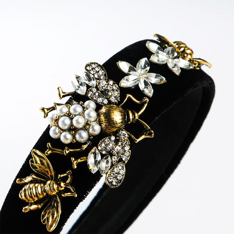 Baroque Rhinestone Bee Headband