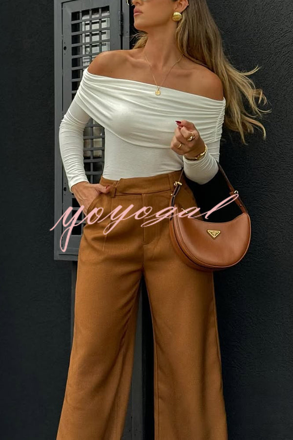 Solid Color Casual Pocket Loose Wide-leg Pants