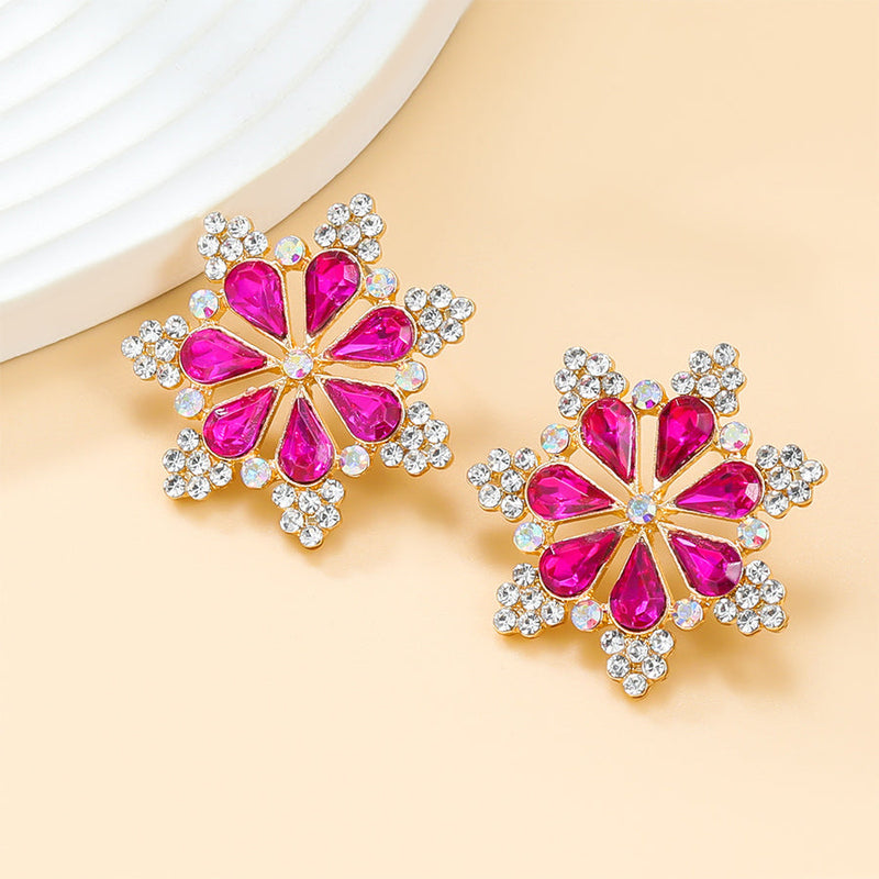 Exaggerated Diamond Flower Earrings