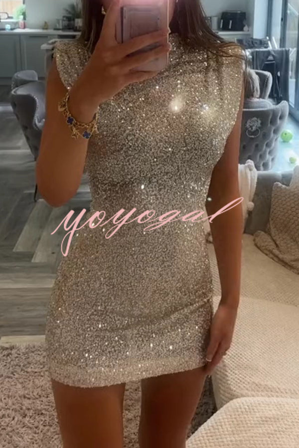 Adorable Sexy Vibes Sequin Wide Sleeve Mini Dress