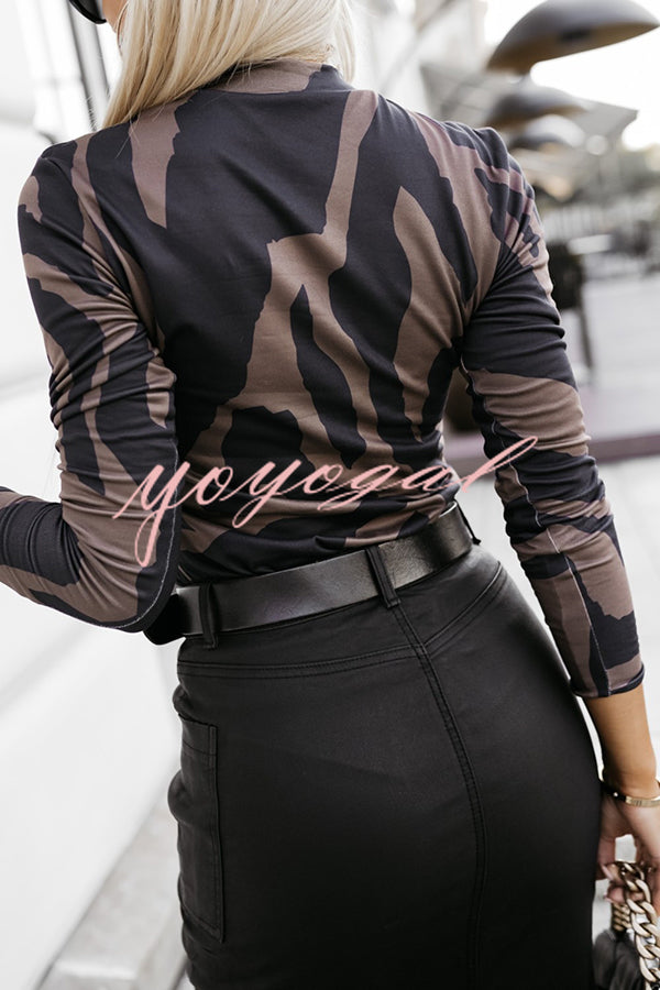 Unique Printed Slim Fit Long Sleeve Base Layer Top