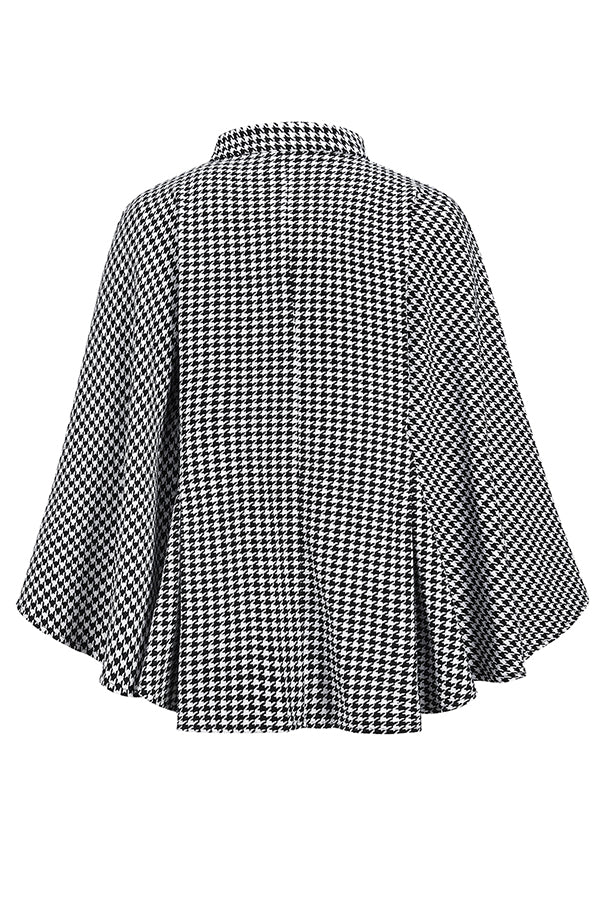 Stylish Houndstooth Loose Lace-up Cape