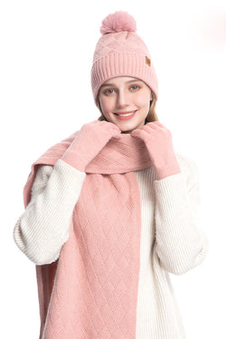 Autumn and Winter Warm Hat Scarf Gloves Three-piece Set