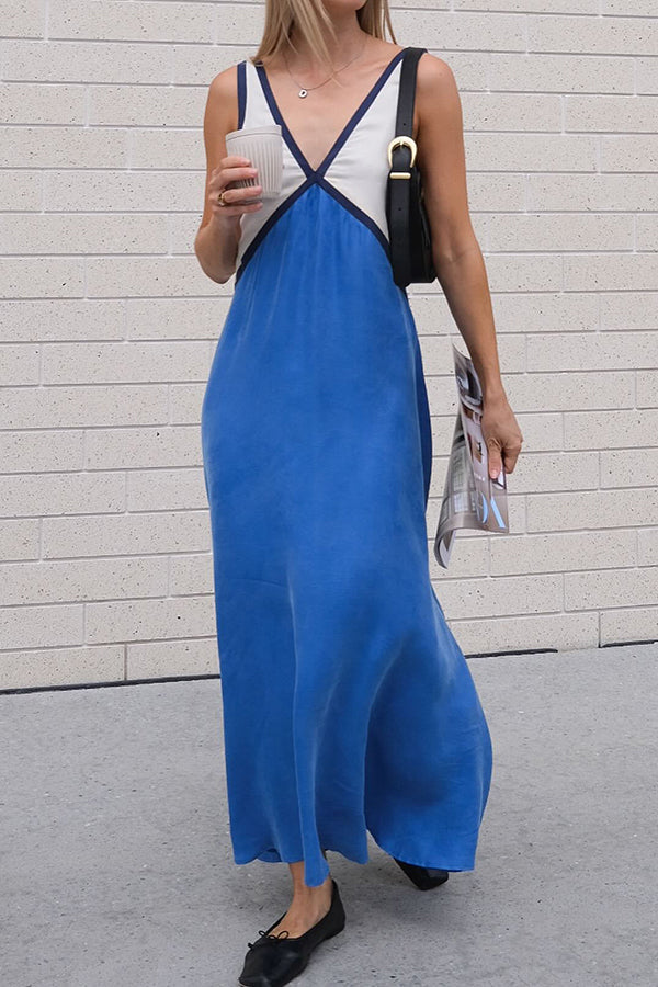 Perfect for Summer Weddings Satin Contrast Colour Relaxed Maxi Dress