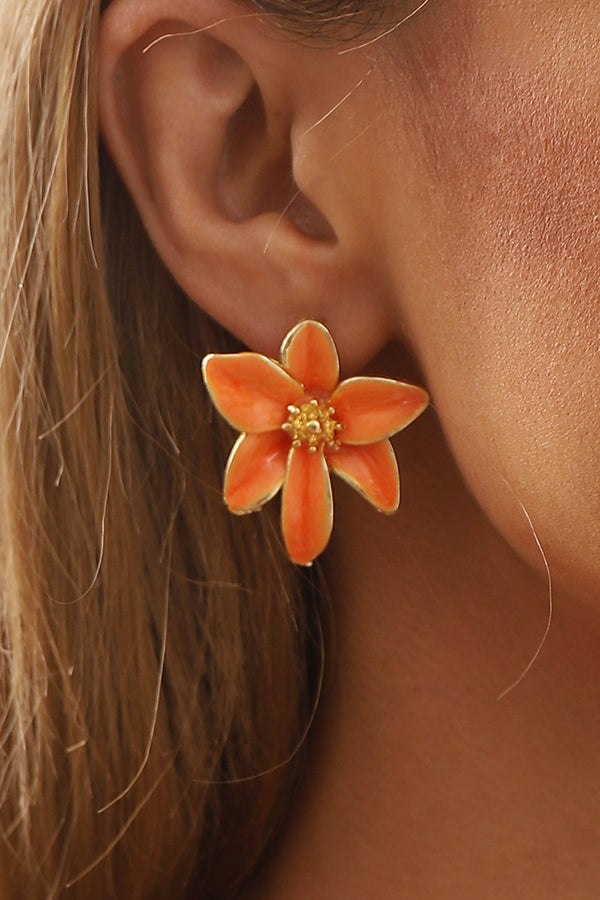 Vintage Colorful Enamel Flower Stud Earrings