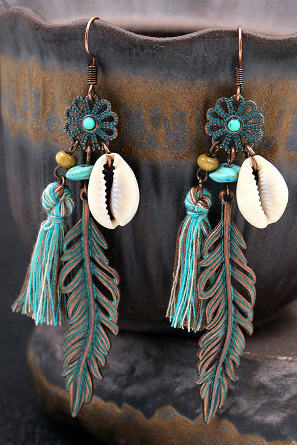 Fashionable Hollow Carved Alloy Tassel Retro Earrings