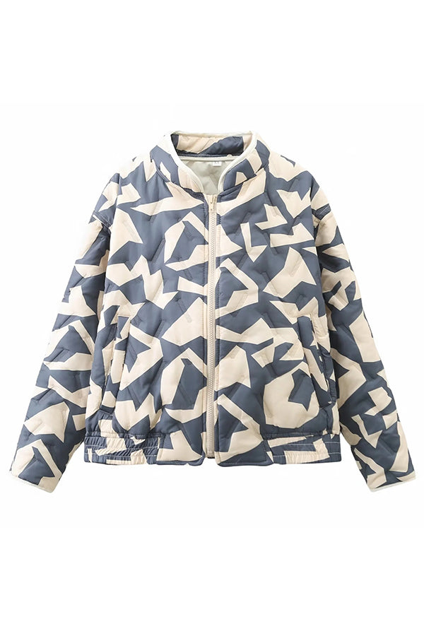 Chrissa Unique Printed Casual Long Sleeve Pocket Cotton Jacket