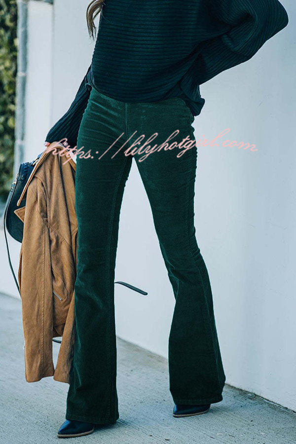 Gwen Elastic Waist Bell Bottom Corduroy Pants