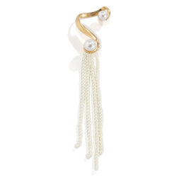 Baroque Faux Pearl Tassel Exaggerated Earrings (One Side)