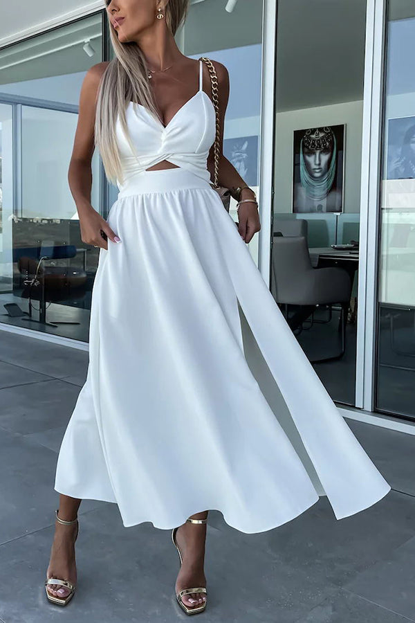 Florida Keys Cutie Pocketed Cutout Slit Midi Dress