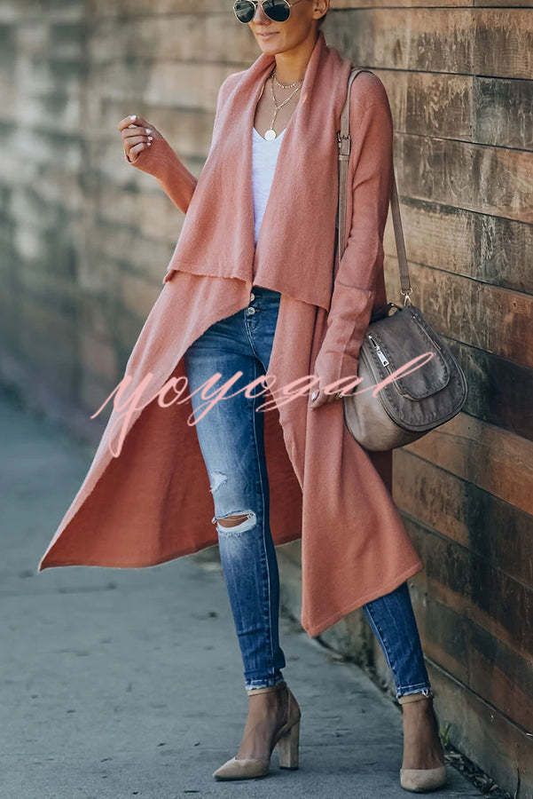 Fireside Pocketed Oversized Drape Neckline Knit Cardigan