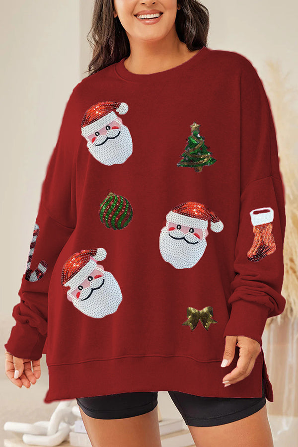 Christmas Sequined Loose Casual Long-sleeved Sweatshirt