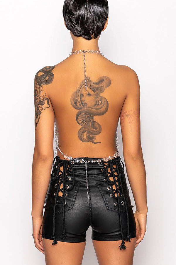 Sexy Hollow Shiny Crystal Pendant Vest