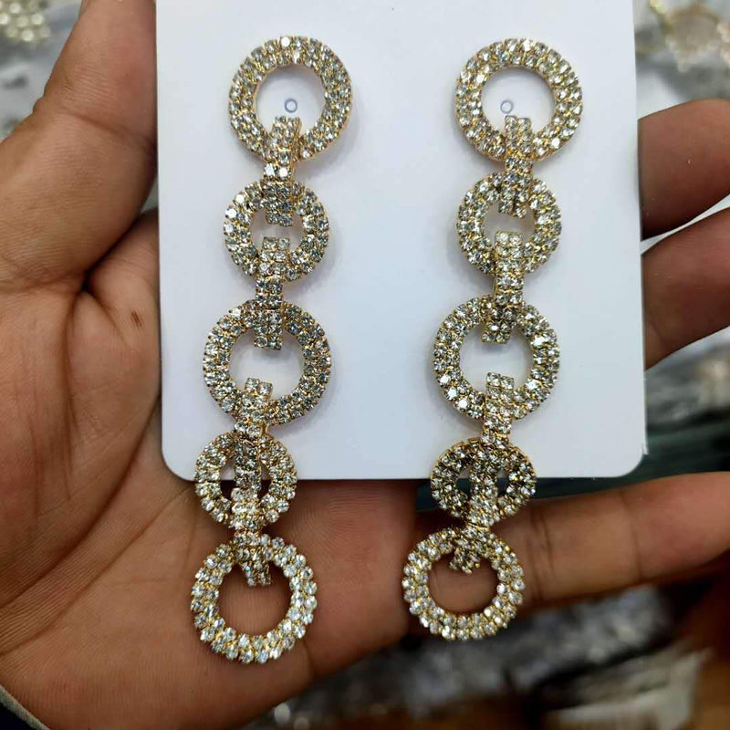 Super Long Sparkling Diamond Hoop Tassel Earrings