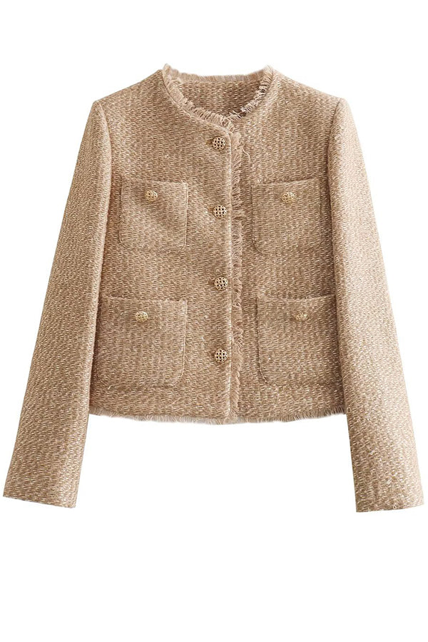 Joy To The World Tweed Metal Button Pocket Jacket