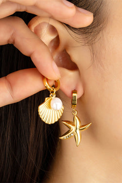 Fashionable Starfish Shell Pearl Earrings