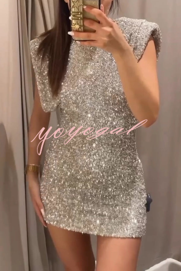 Adorable Sexy Vibes Sequin Wide Sleeve Mini Dress