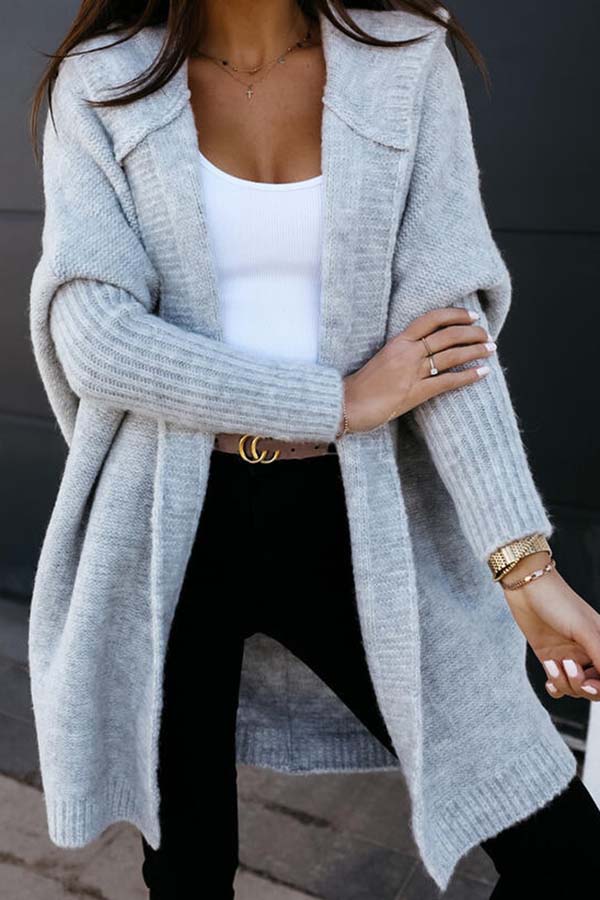 Fall for Nyc Solid Hooded Casual Cardigan