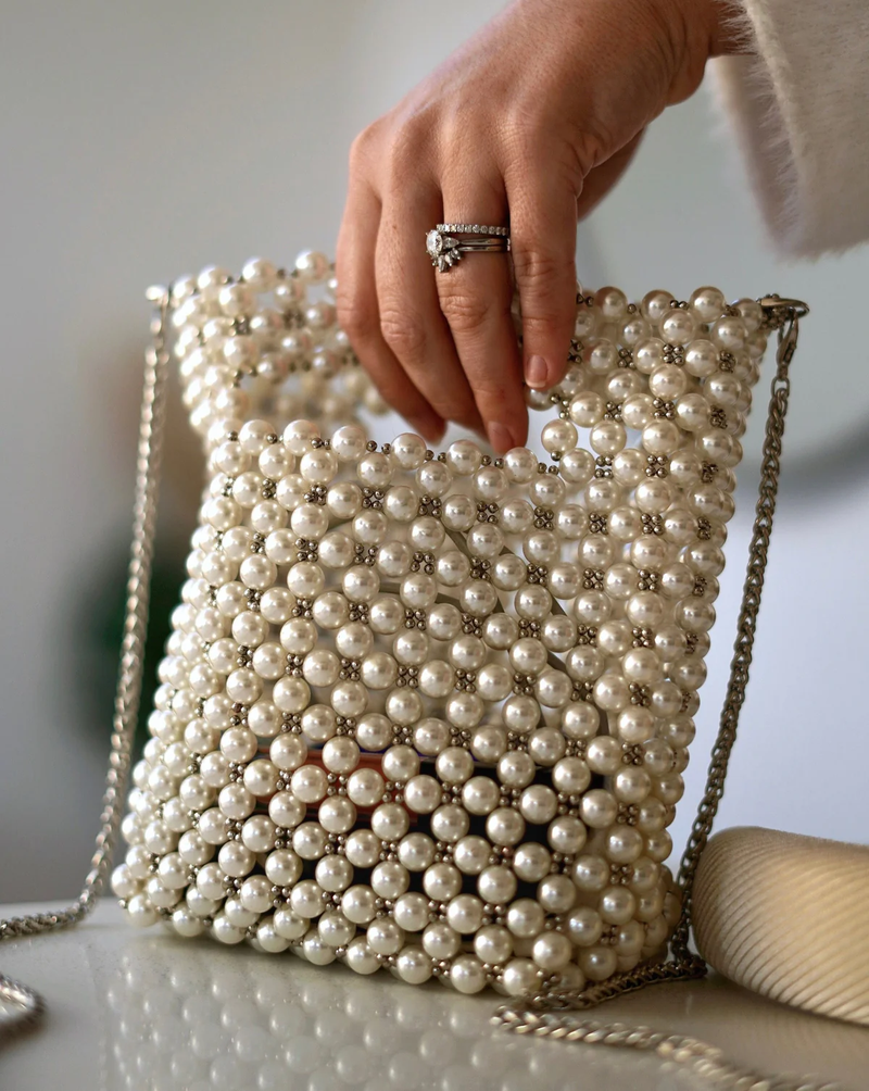 Pearl Bucket Shoulder Grab Handbag