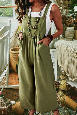 Witty Remark Linen Pockets Vintage Overall Jumpsuit