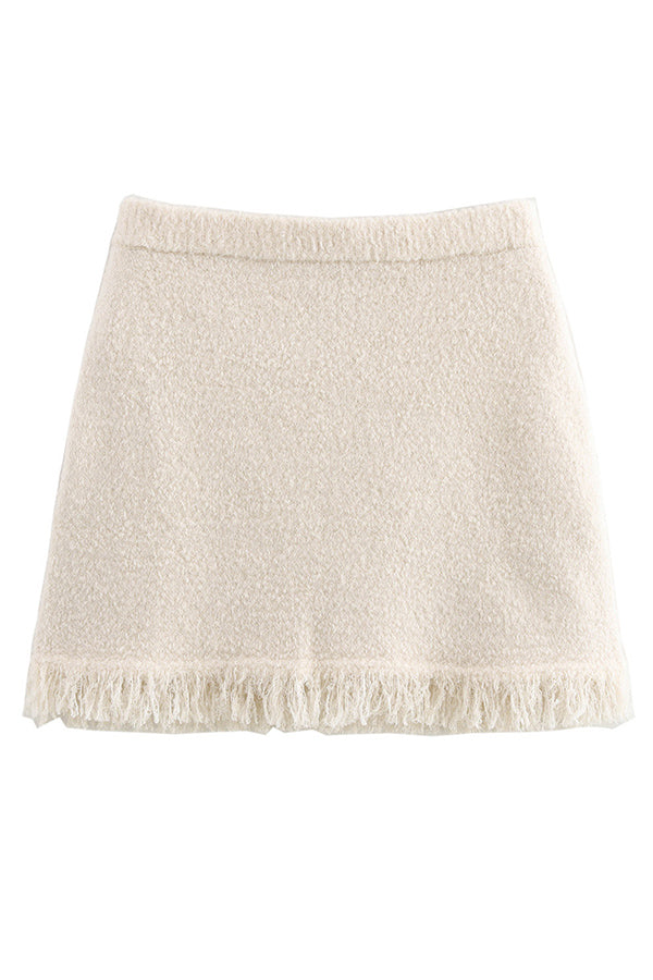 Solid Elastic Waist Knit Mini Skirt