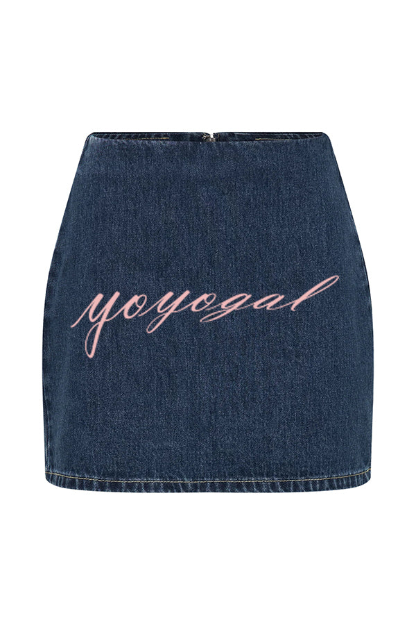 Modern Flavor Denim High Rise Back Zipper A-line Stretch Mini Skirt