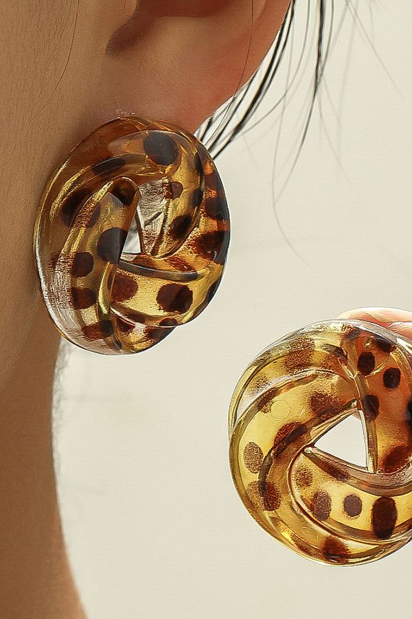 Leopard Print Hollow Round Geometric Earrings