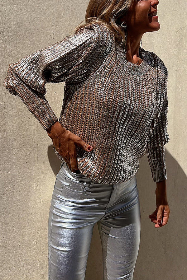 Sweet and Glitzy Metallic Color Pocket Faux Leather Stretch Pants