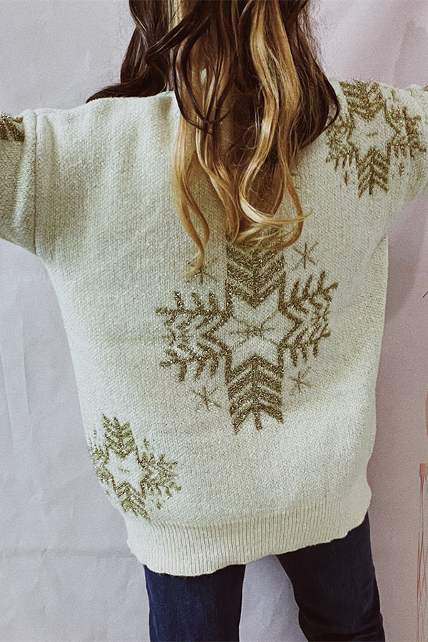 Christmas Pattern Knitted Crew Neck Long Sleeved Sweater